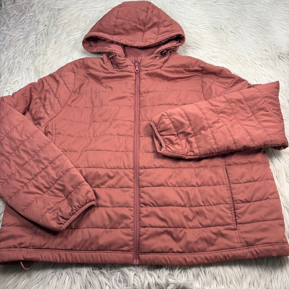 Girlfriend Collective Women's XXL Brick Red Quilted Zip Jacket Hood Granola
